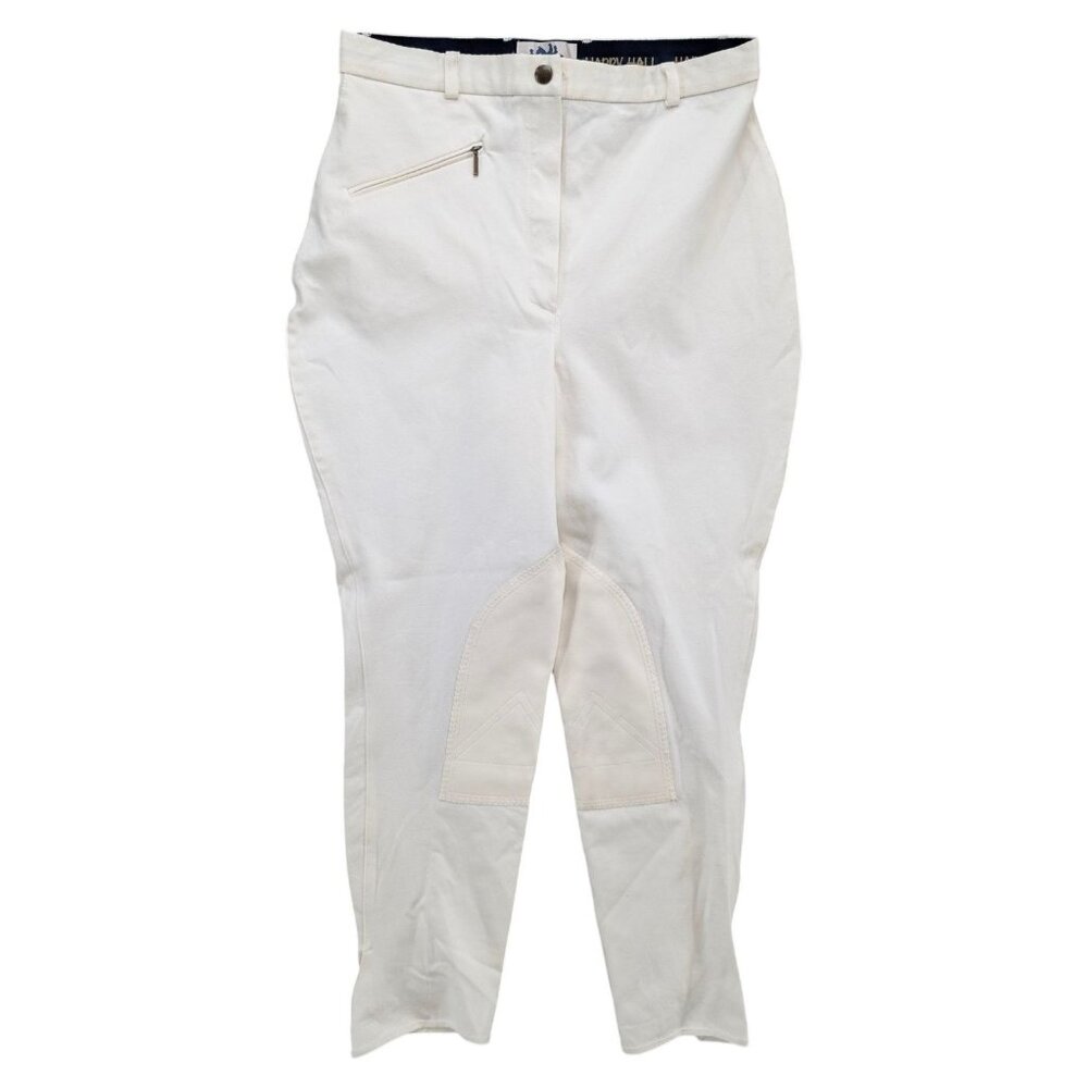 Harry Hall Knee Patch Breeches Pants Womens White Stretch Equestrian Size 30
